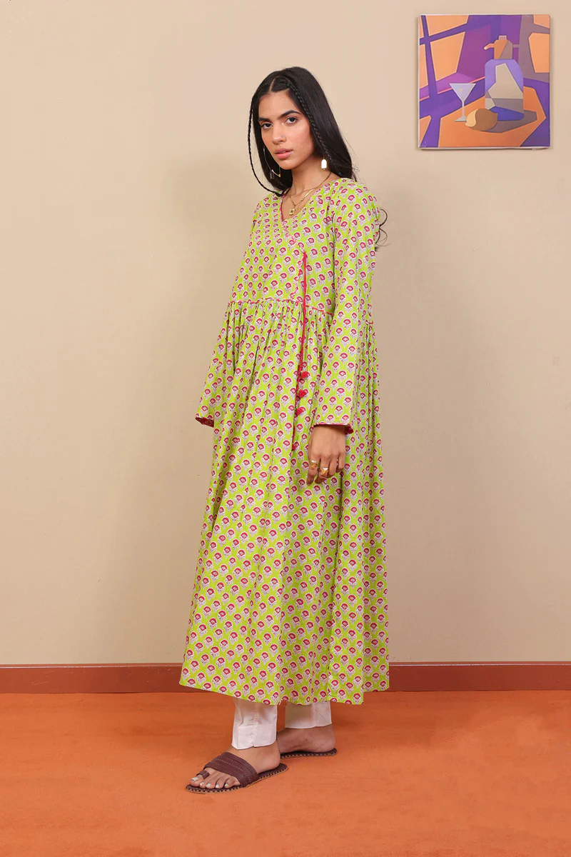Block Printed Saga Dress - Image 3