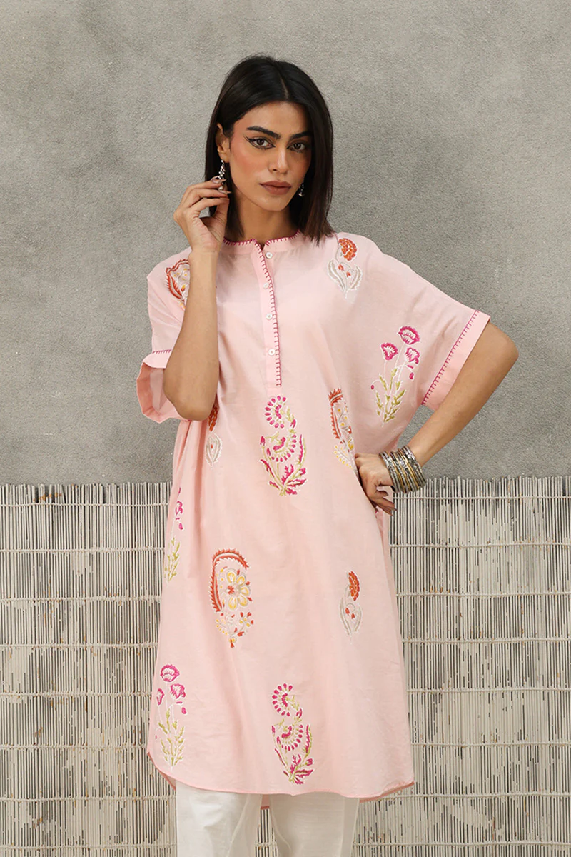 CHINTZ WHISPER BLOCK PRINT KURTA - Image 3
